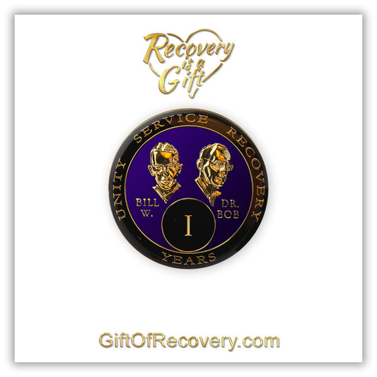 AA Recovery Medallion - Bill & Bob Purple