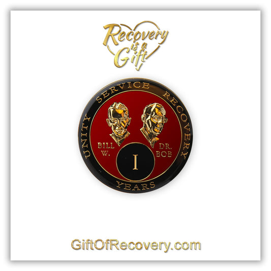 AA Recovery Medallion - Bill & Bob Red