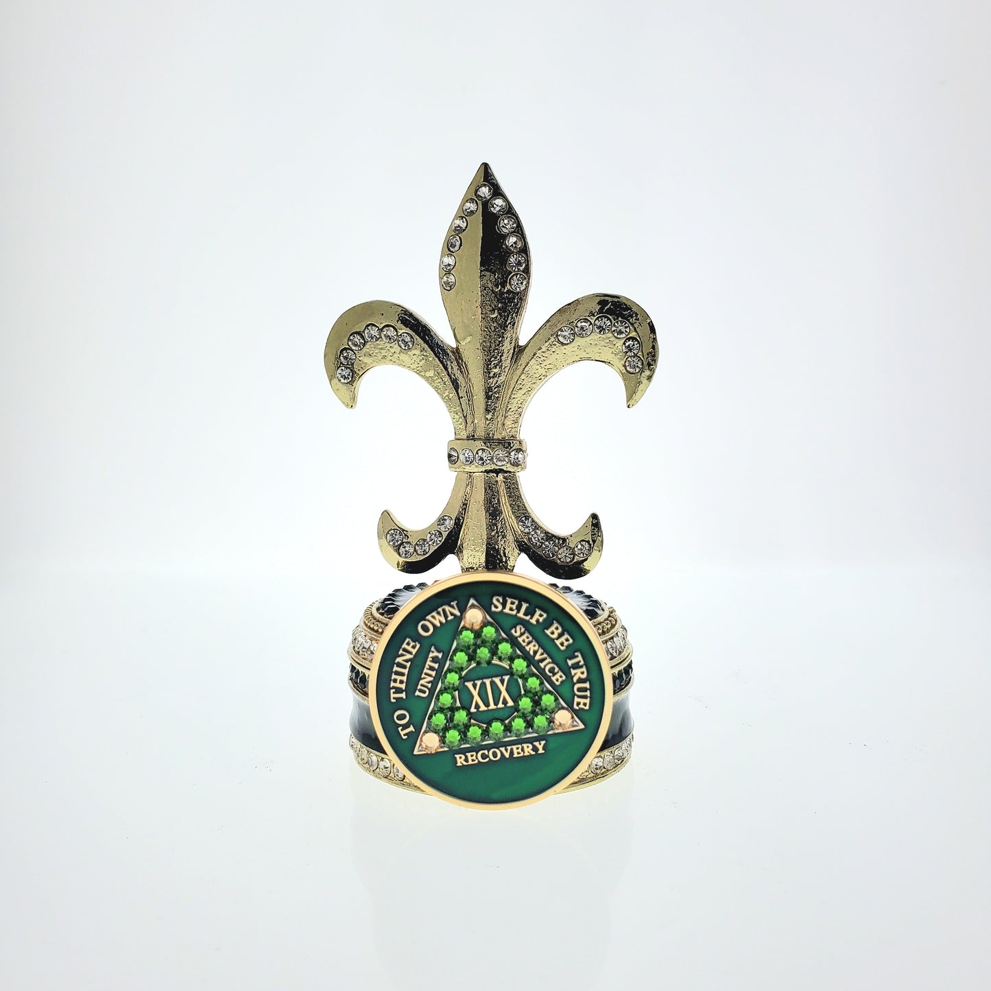 Fleur de Lis Collector Bling Box/Sobriety Chip Holder (with Chip)