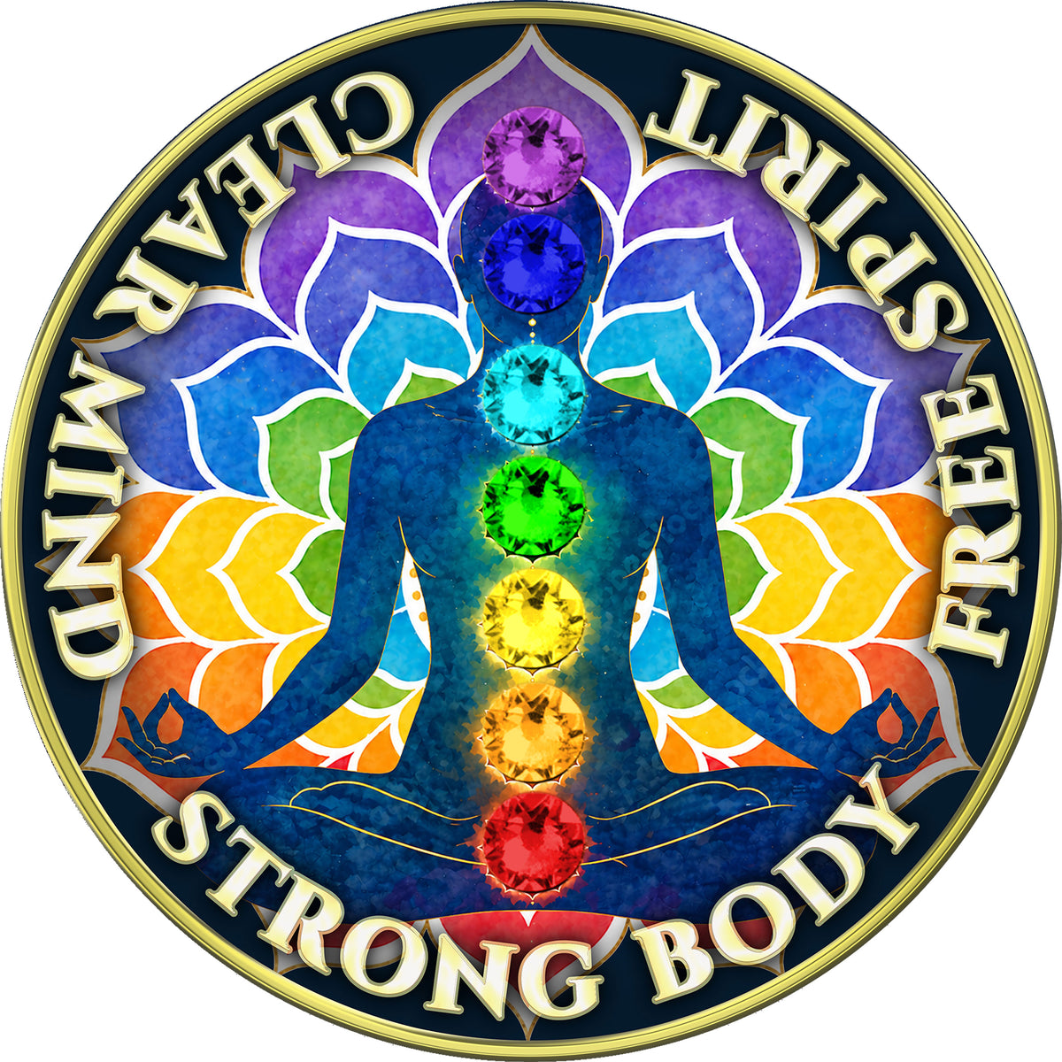 Chakra - "Stay Aligned, Clear Mind, Strong Body, Free Spirit" Medallion with Chakra Crystals