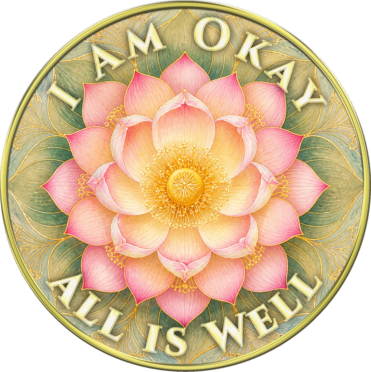 "I Am Okay. All Is Well." Inspirational Medallion