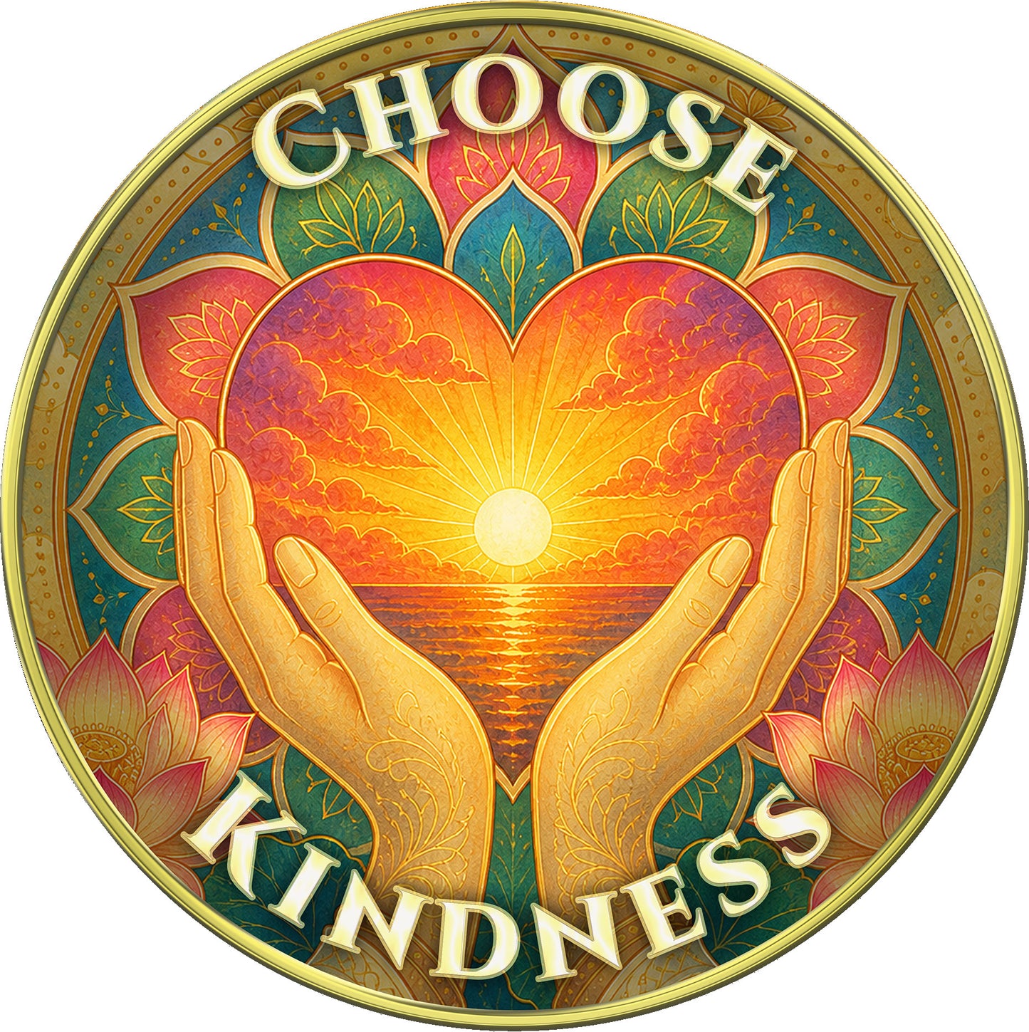 "Love With All Your Heart | Choose Kindness" Inspirational Medallion