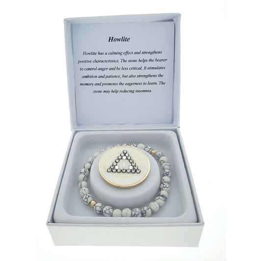 Howlite Crystal Bracelet with Matching Recovery Medallion