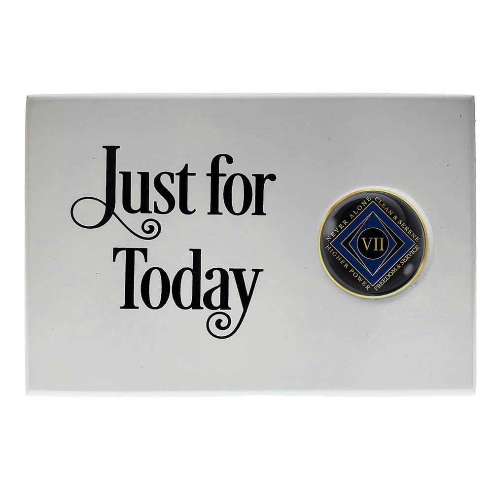 Just For Today Coin Holder Plaque White (Horizontal)