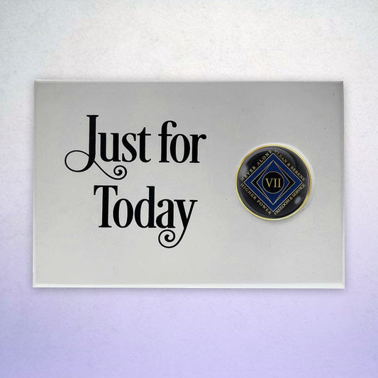 Just For Today Coin Holder Plaque White (Horizontal)