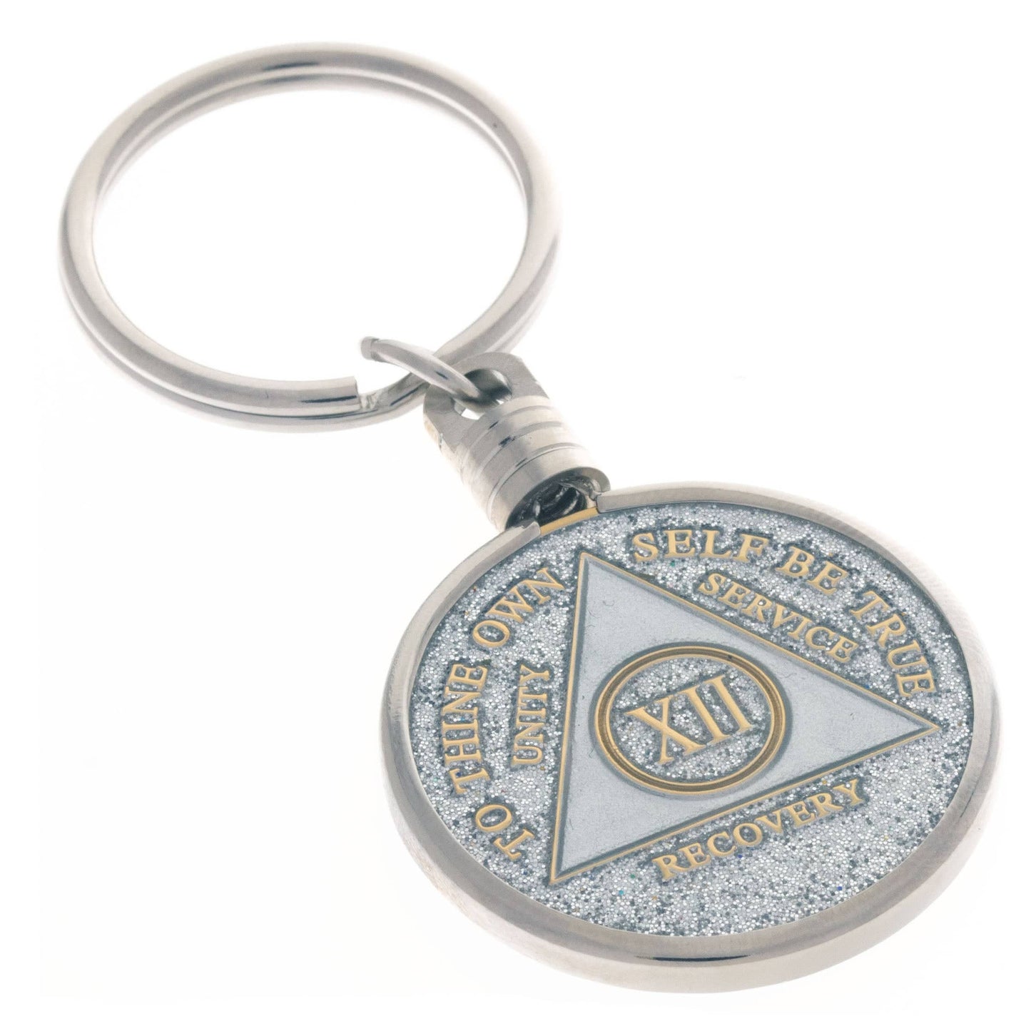 Key Chain Sobriety Chip Holder - Silver