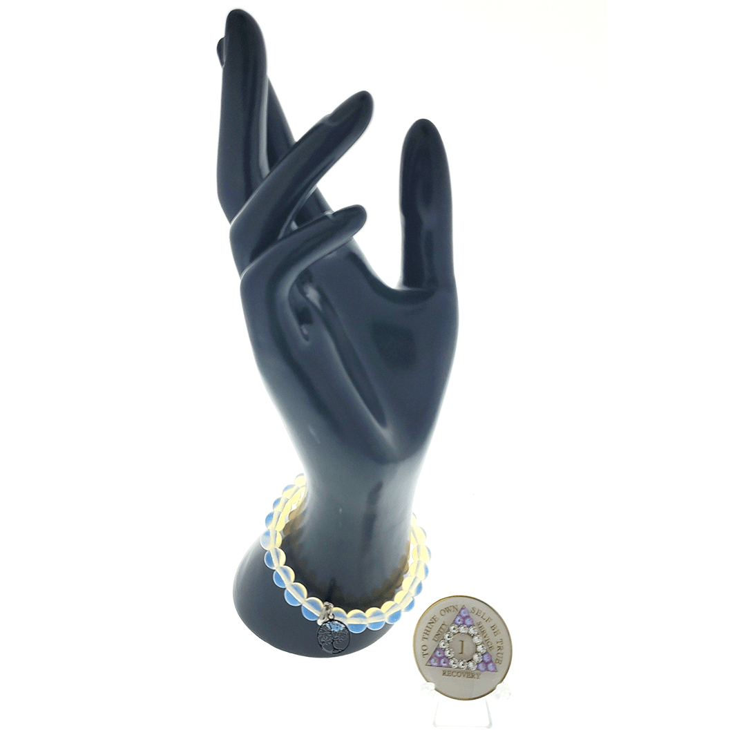 Opalite Crystal Bracelet with Matching Recovery Medallion