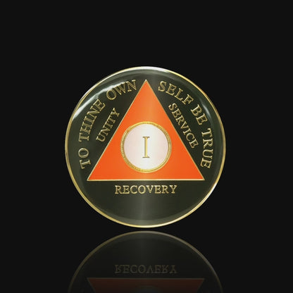 AA Recovery Medallion - Orange & Black
