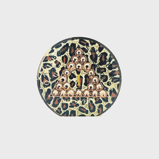 AA Recovery Medallion - Light Colorado Topaz Bling Crystallized on Glitter Leopard Pattern