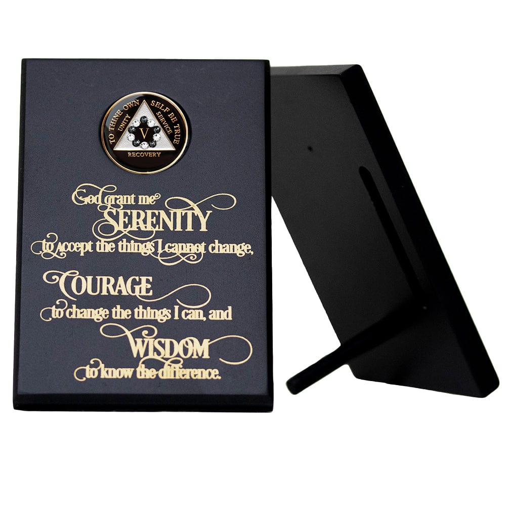 Serenity Prayer Coin Holder Plaque Black