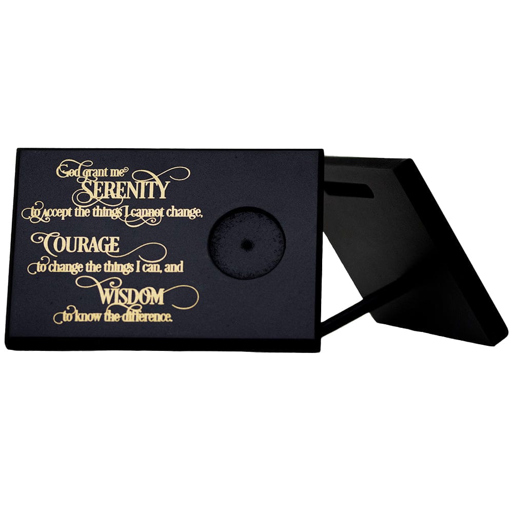 Serenity Prayer Coin Holder Plaque Black (Horizontal)