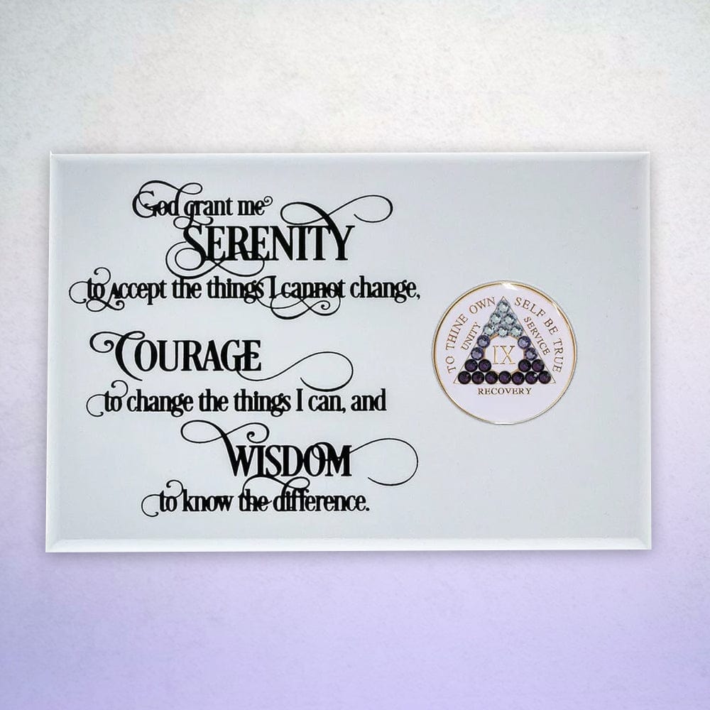 Serenity Prayer Coin Holder Plaque White (Horizontal)