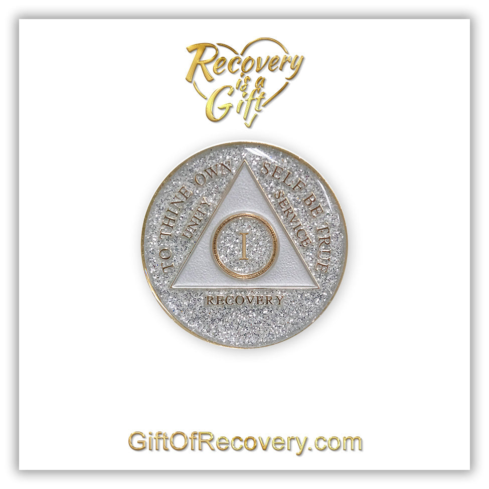 AA Recovery Medallion - Silver Glitter