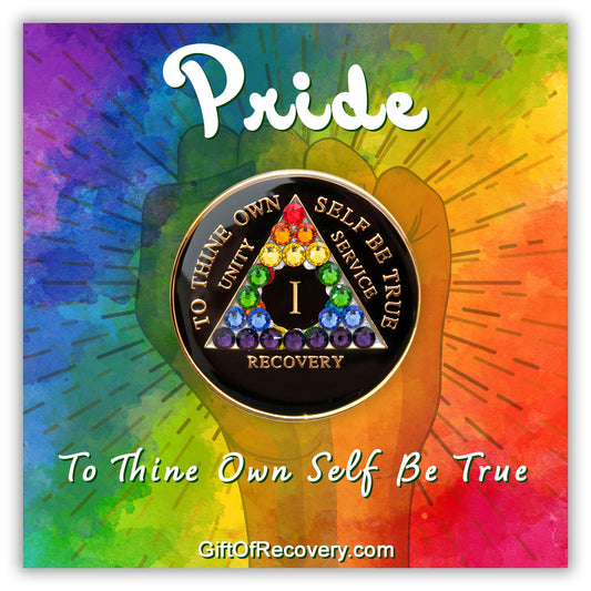 AA Recovery Medallion - Rainbow Crystallized on Black