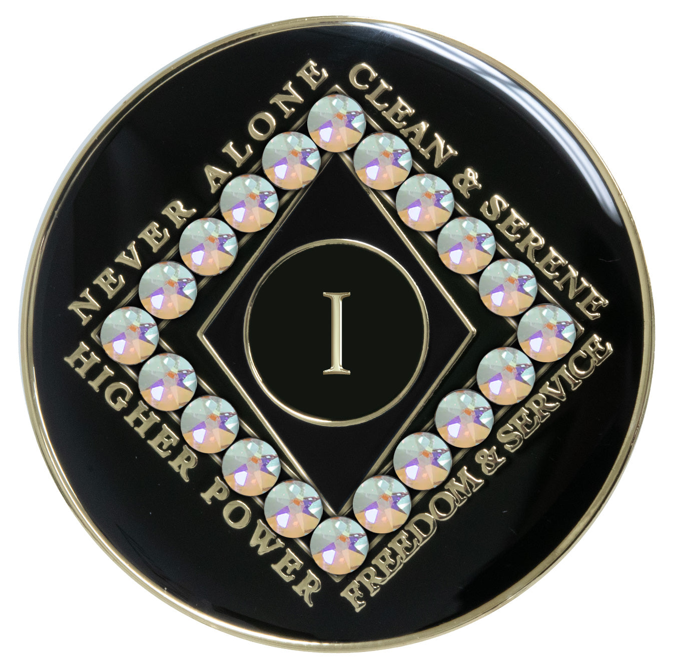 Clean Time Recovery Medallion with Bling Crystal AB