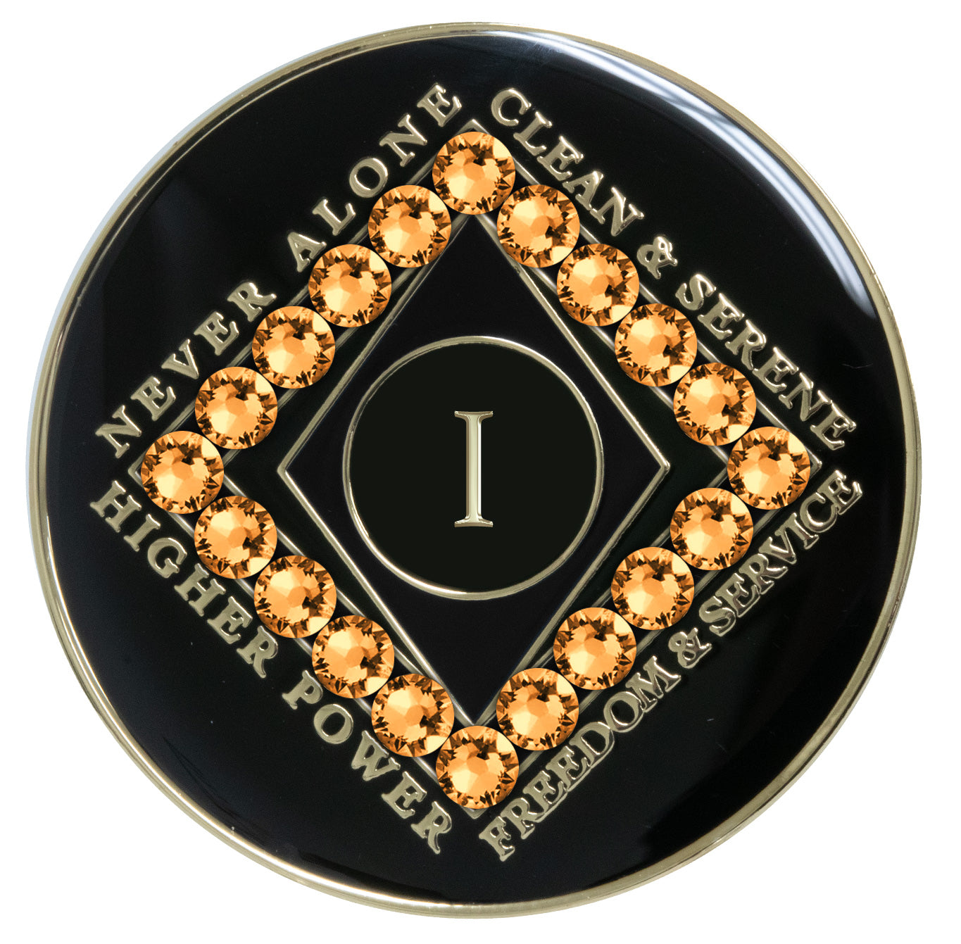 Clean Time Recovery Medallion with Gold Topaz Crystals