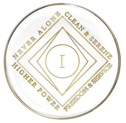 White Clean Time Recovery Medallion