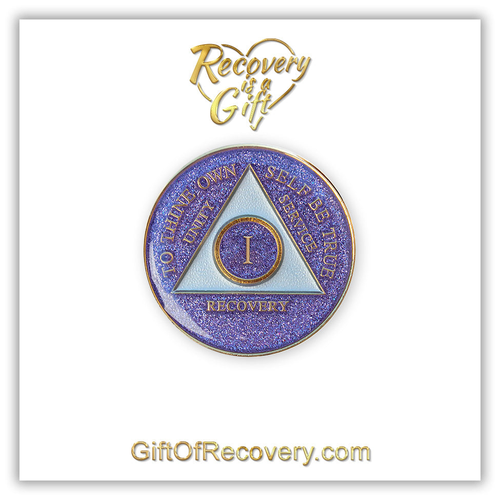 AA Recovery Medallion - Purple Glitter