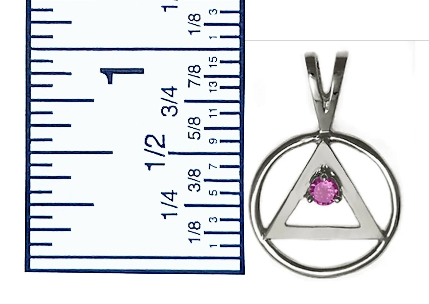 Sterling Silver ,Alcoholics Anonymous  Pendant With 3Mm Cz Stone