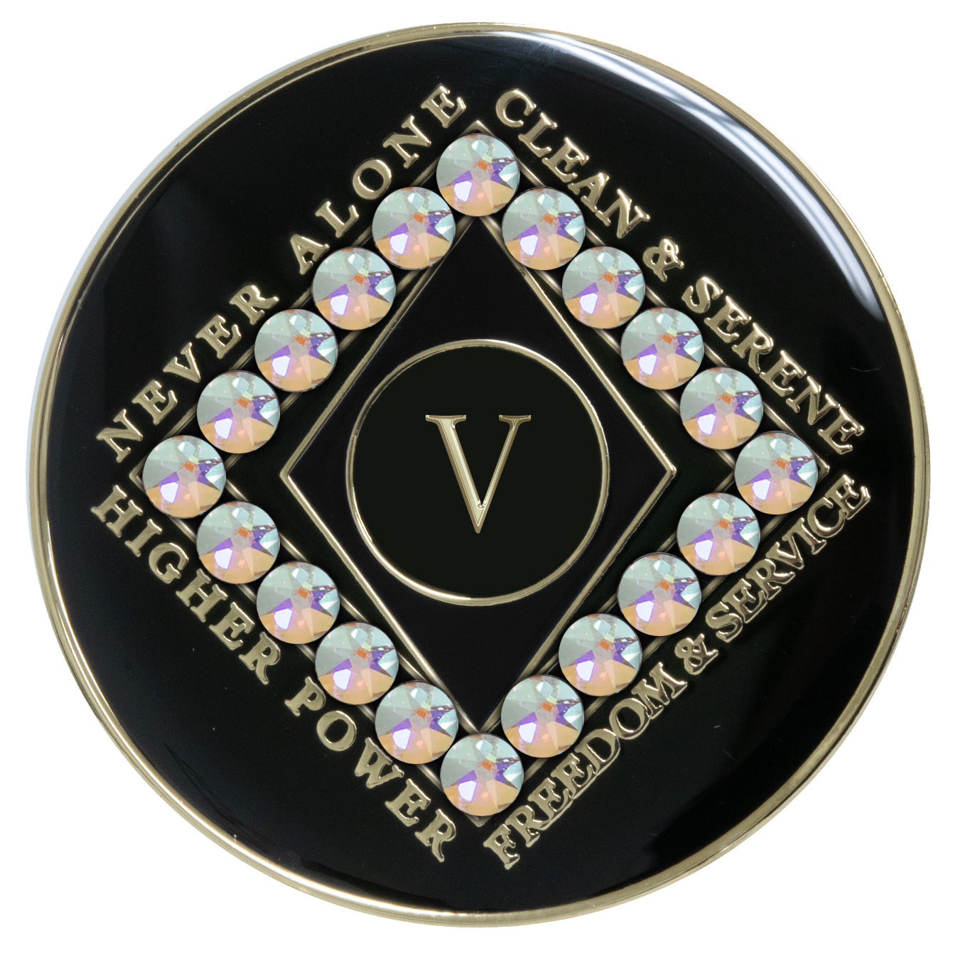 Clean Time Recovery Medallion with Bling Crystal AB