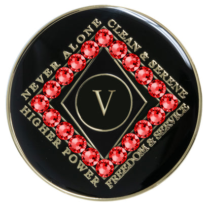 Clean Time Recovery Medallion with Red Siam Crystals
