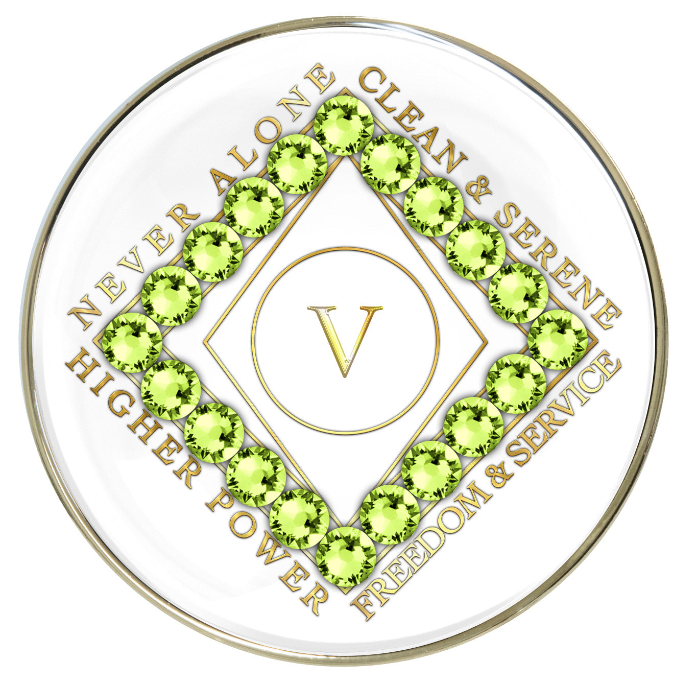 White Clean Time Recovery Medallion with Peridot