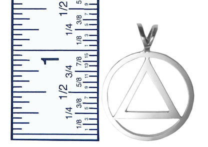 Sterling Silver, Flat Style Alcoholics Anonymous Pendant, Large Size