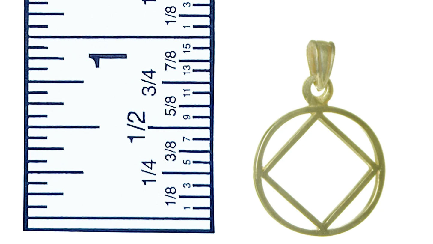 14K Gold, Narcotics Anonymous Symbol Pendant, Thick Style, Medium Size
