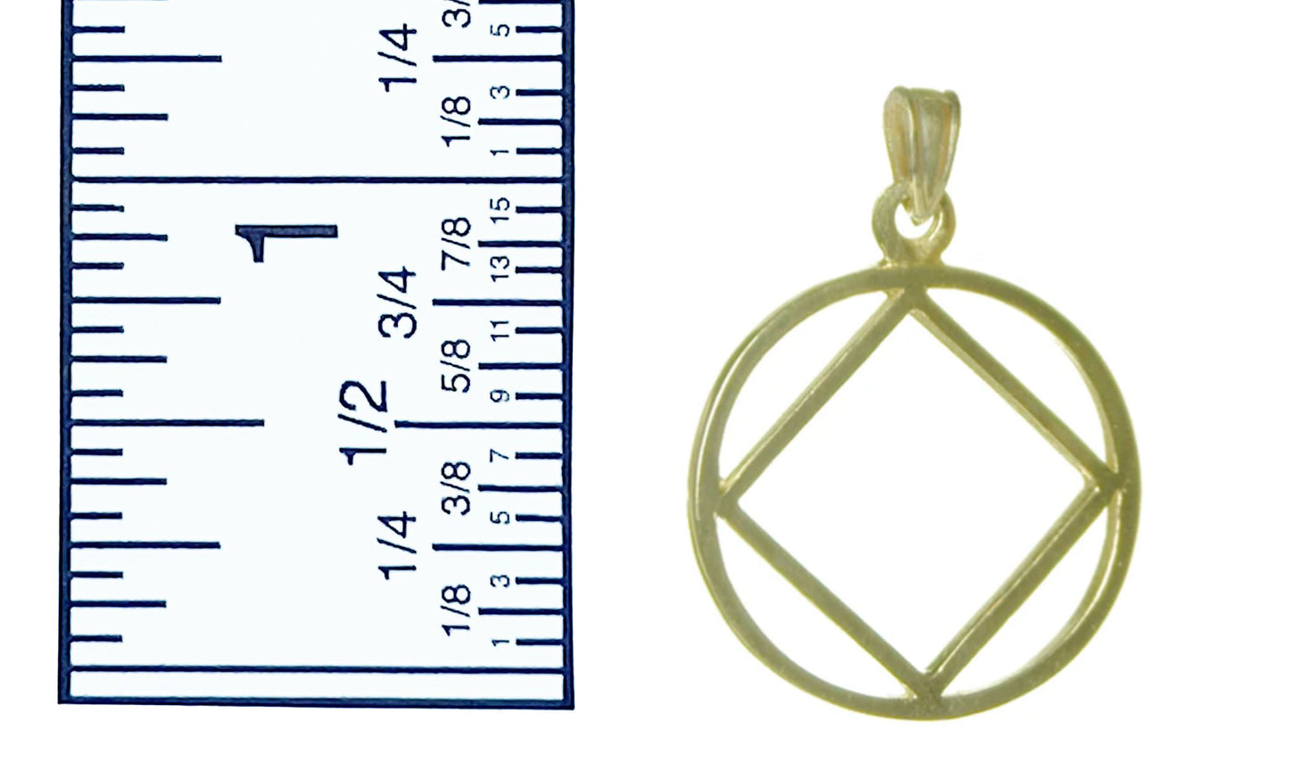 14K Gold, Narcotics Anonymous Symbol Pendant, Thick Style, Large Size