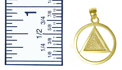 14K Gold, Textured Triangle Alcoholics Anonymous  Pendant