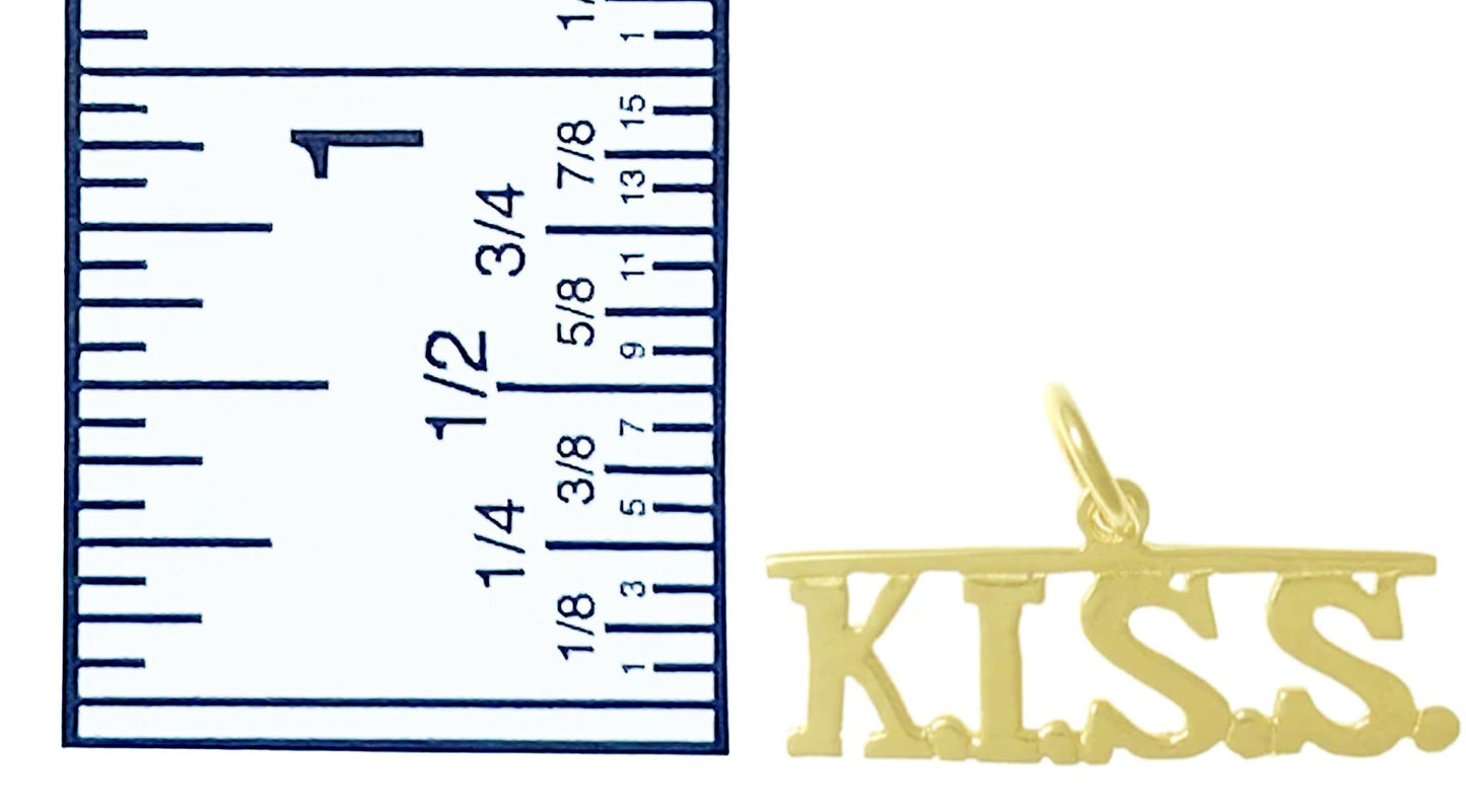 14K Gold, Sayings Pendant, "K.I.S.S." Keep It Simple