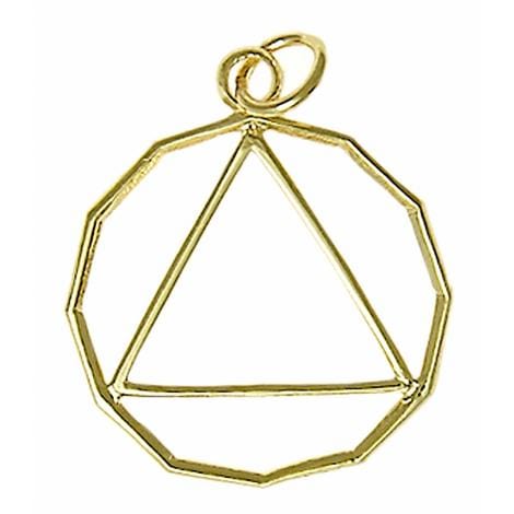 14K Gold, 12 Sided Circle Triangle Alcoholics Anonymous  Pendant