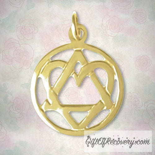 14K Gold, AA Symbol Pendant With A Open Heart 