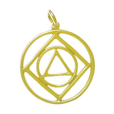 14K Gold, Alcoholics Anonymous & Narcotics Anonymous Anonymous Dual Symbol Pendant, Large Size