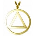 14K Gold, Flat Style Alcoholics Anonymous  Pendant, Large Size