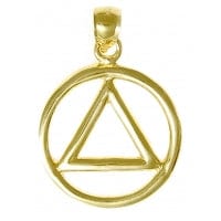 14K Gold Heavy Wire Style Alcoholics Anonymous Pendant