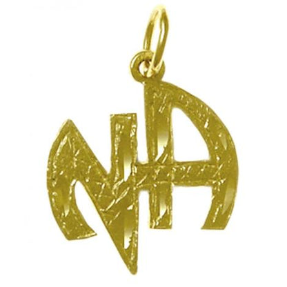 14K Gold, "NA" Initials Pendant