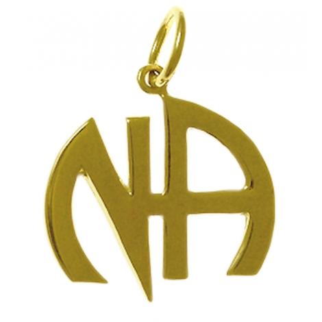 14K Gold, "NA" Initials Pendant, Smooth Style