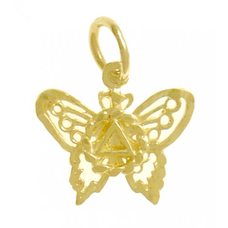 14K Gold Pendant, Alcoholics Anonymous Symbol On A Small Beautiful Butterfly