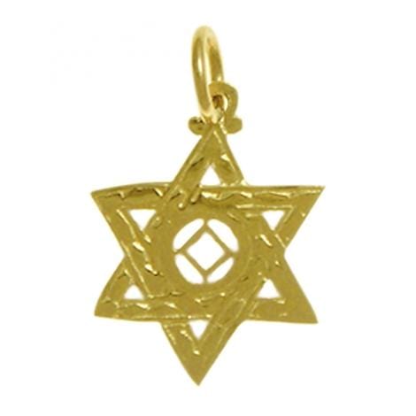 14K Gold Pendant, Narcotics Anonymous Symbol In A Jewish Star Of David, Medium Size