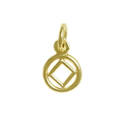 14K Gold Pendant, Narcotics Anonymous Symbol In A Smooth Circle, Very Small Size