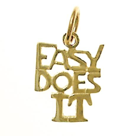 14K Gold, Sayings Pendant, "Easy Does It"