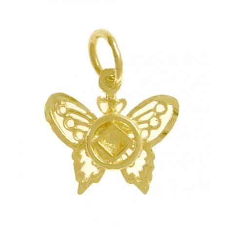 14K Pendant, Narcotics Anonymous Symbol On A Small Beautiful Butterfly