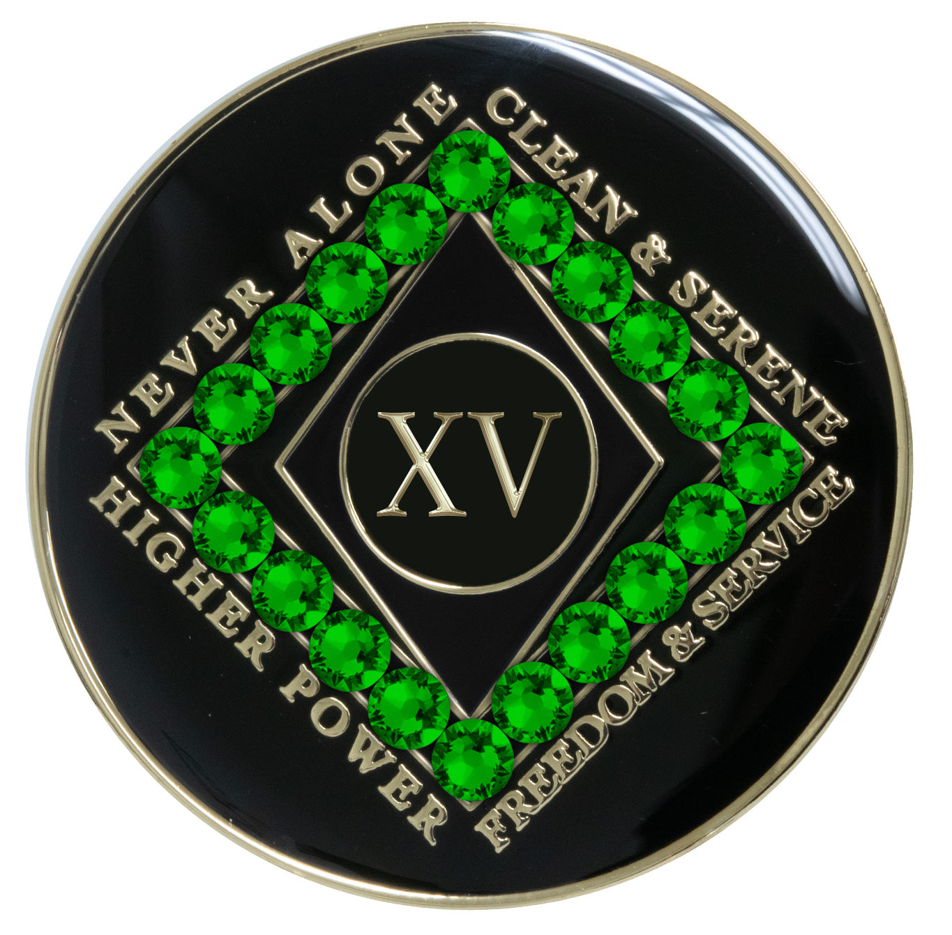 Clean Time Recovery Medallion with Fern Green Crystals