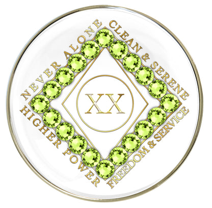 White Clean Time Recovery Medallion with Peridot