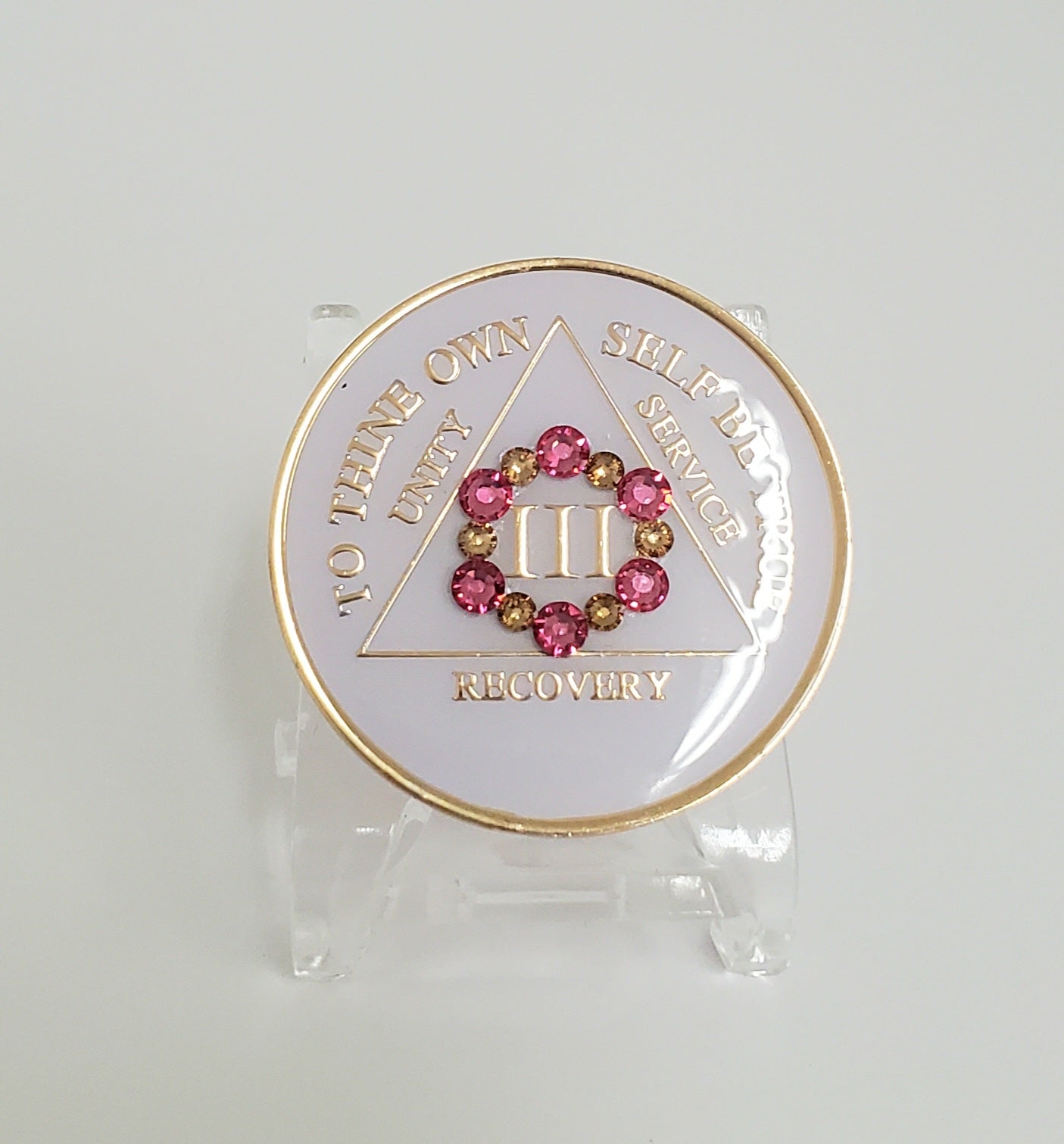 Pink Rose Collector Bling Box/Sobriety Chip Holder (with "Bloom" Chip)