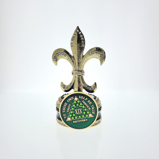 Fleur de Lis Collector Bling Box/Sobriety Chip Holder (with Chip)
