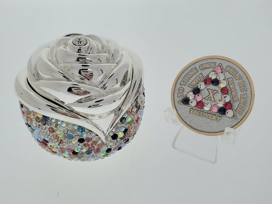 Rose Box Chip Holder with matching Medallion (Multi Color)