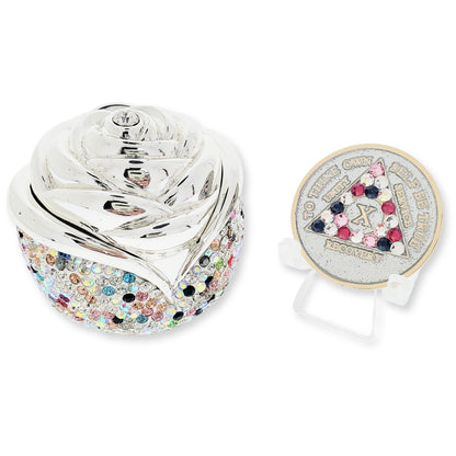 Rose Box Chip Holder with matching Medallion (Multi Color)