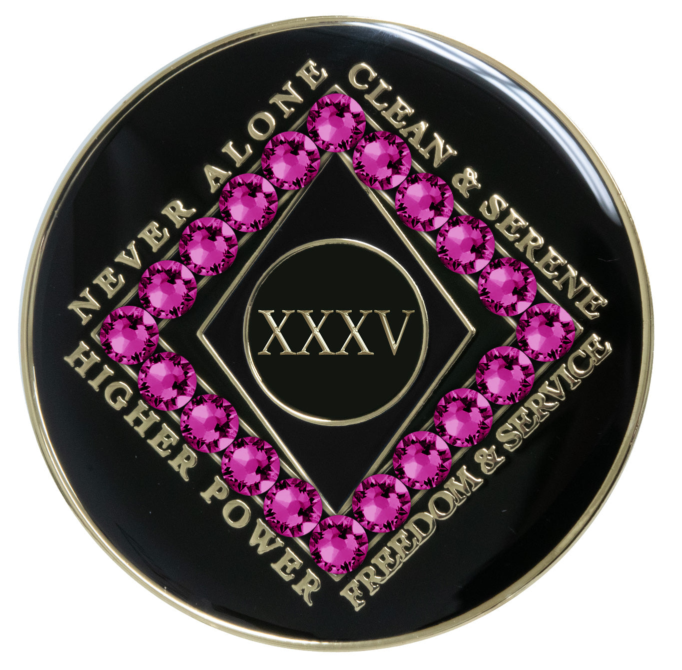 Clean Time Recovery Medallion with Fuchsia Crystals